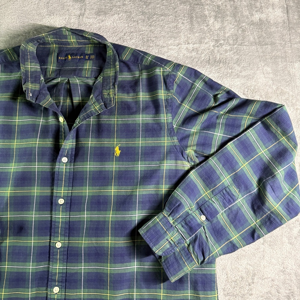 Ralph Lauren Mid Weight Plaid Button Down Shirt Mens XL Tartan Long Sleeve